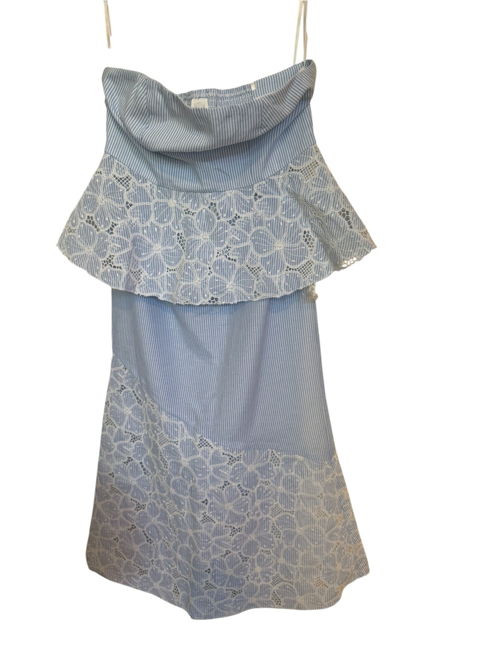 Commense SET Lace Panel Striped Top & Midi Skirt Set - Picture 2 of 16